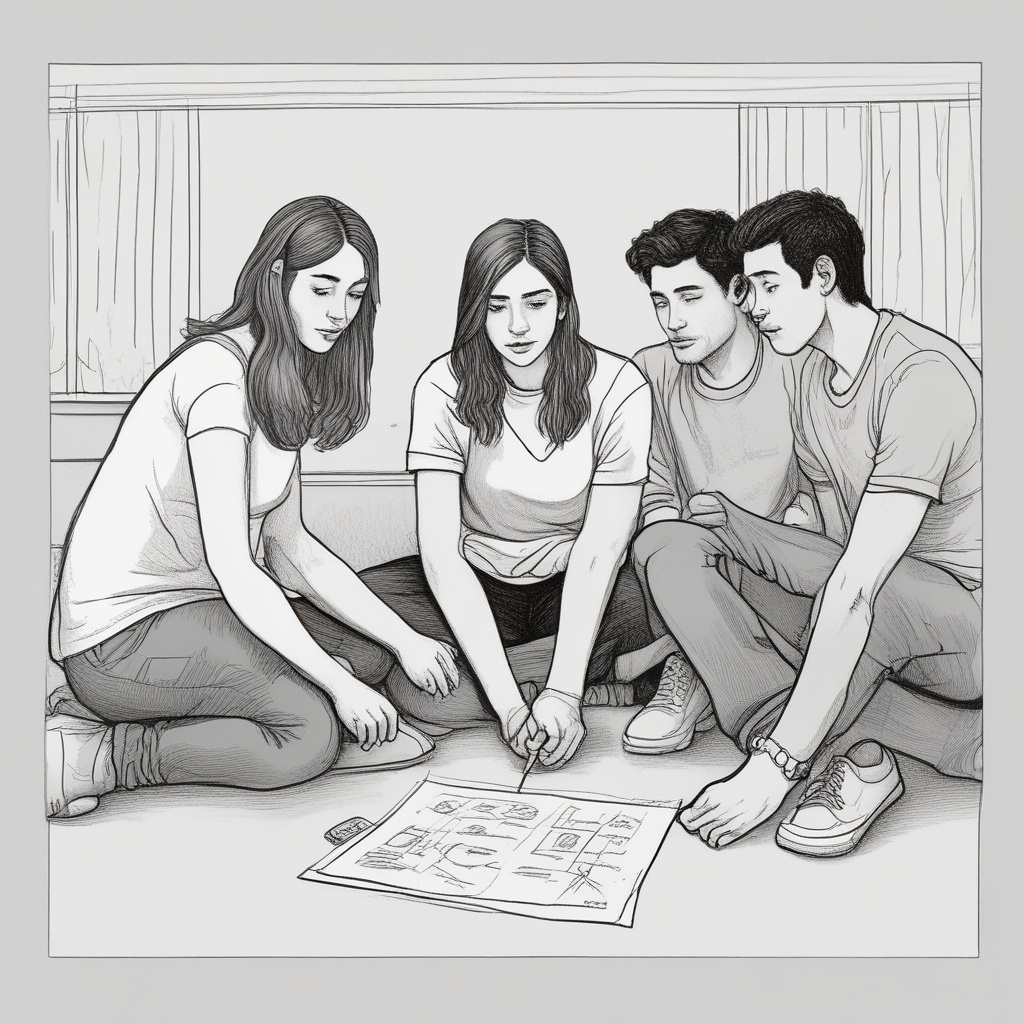 Friends drawing and guessing in Pictionary