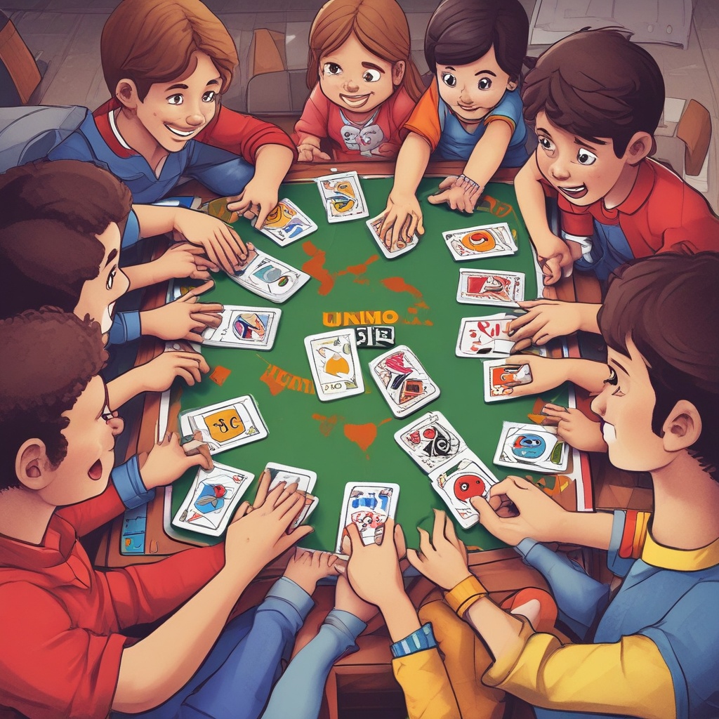Kids playing Uno